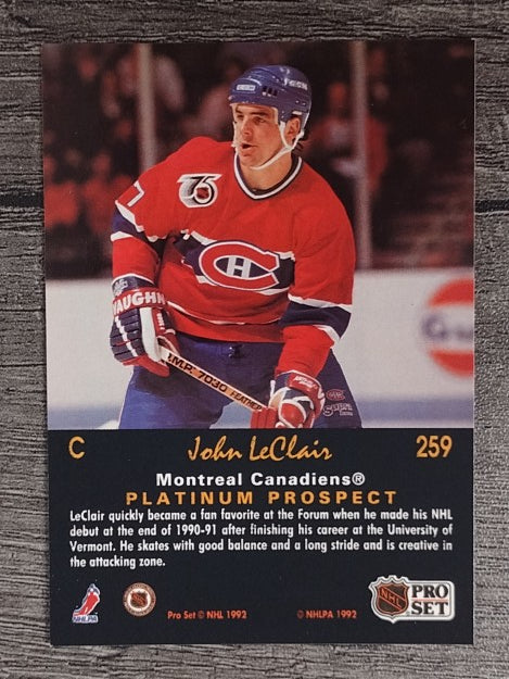 1991-92 Pro Set Platinum #259 John LeClair RC