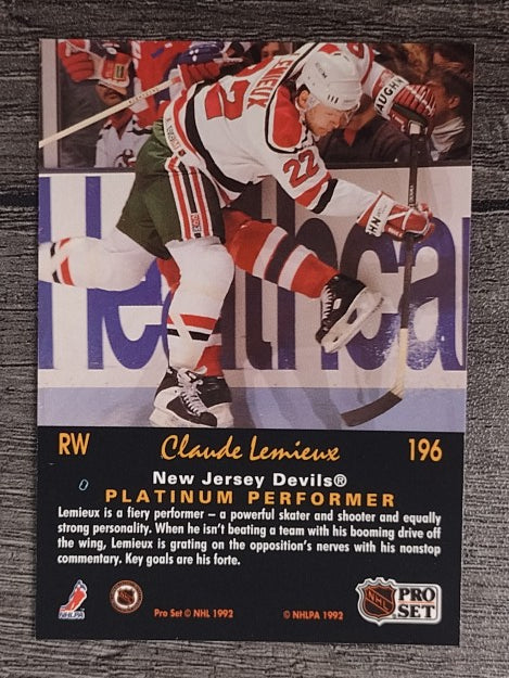 1991-92 Pro Set Platinum #196 Claude Lemieux