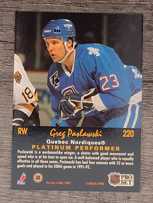 1991-92 Pro Set Platinum #220 Greg Paslawski