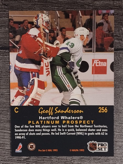 1991-92 Pro Set Platinum #256 Geoff Sanderson RC