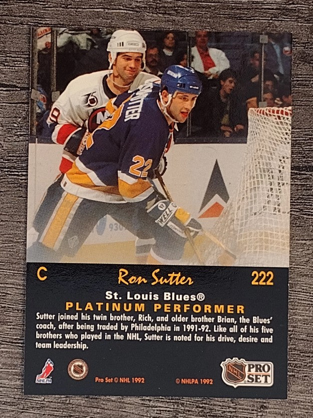 1991-92 Pro Set Platinum #222 Ron Sutter