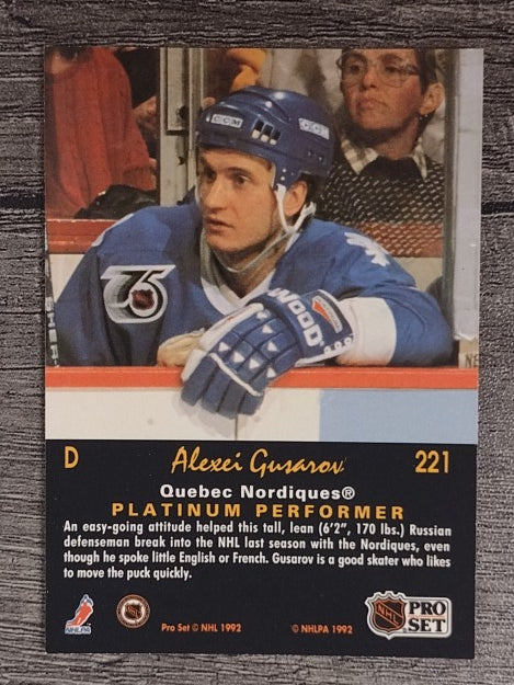 1991-92 Pro Set Platinum #221 Alexei Gusarov RC