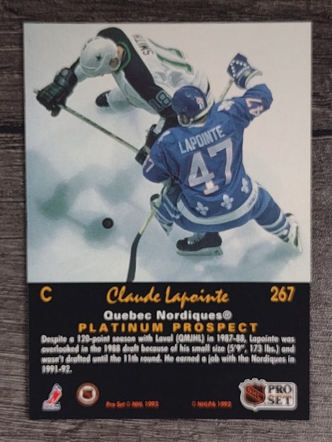 1991-92 Pro Set Platinum #267 Claude Lapointe RC