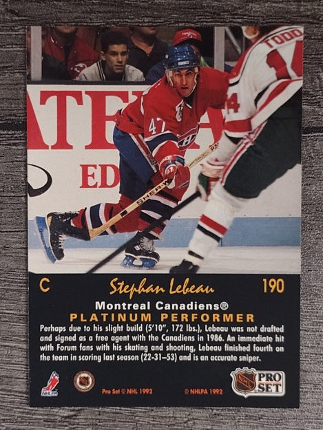1991-92 Pro Set Platinum #190 Stephan Lebeau