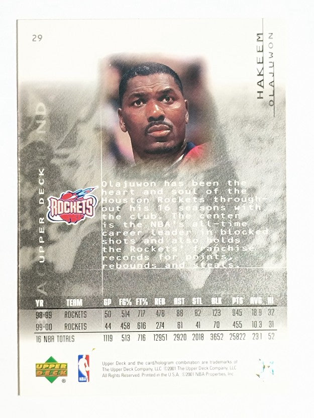 2000-01 Black Diamond #29 Hakeem Olajuwon