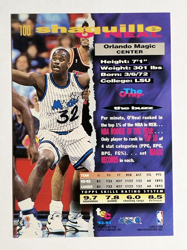 1993-94 Stadium Club #100 Shaquille O'Neal