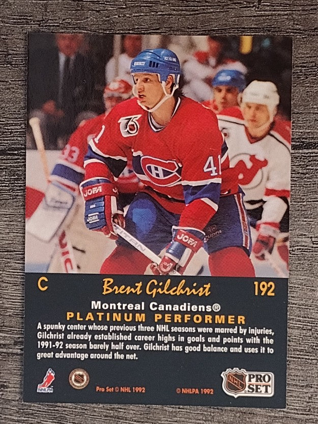 1991-92 Pro Set Platinum #192 Brent Gilchrist
