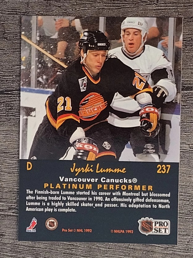 1991-92 Pro Set Platinum #237 Jyrki Lumme