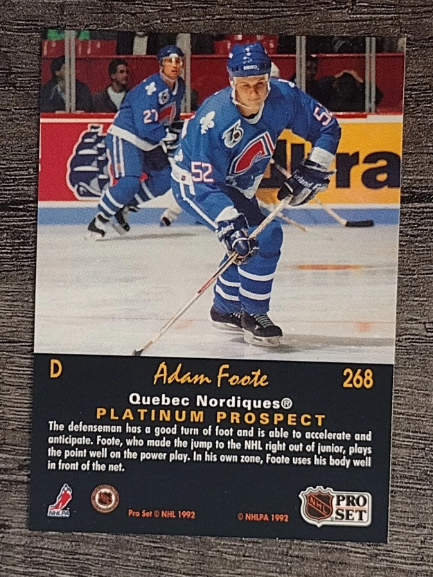 1991-92 Pro Set Platinum #268 Adam Foote RC