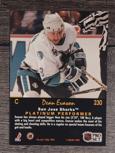 1991-92 Pro Set Platinum #230 Dean Evason