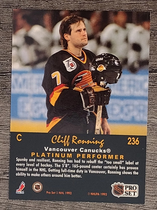 1991-92 Pro Set Platinum #236 Cliff Ronning