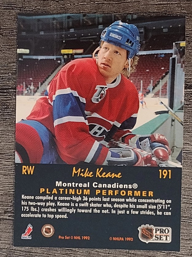 1991-92 Pro Set Platinum #191 Mike Keane