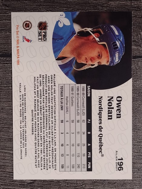 1991-92 Pro Set French #196 Owen Nolan