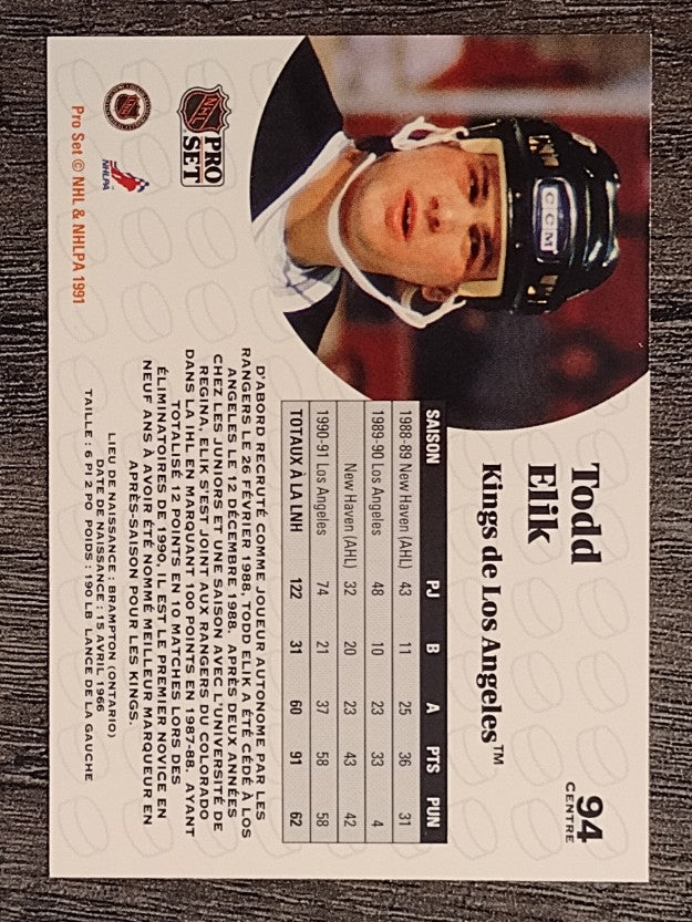 1991-92 Pro Set French #94 Todd Elik