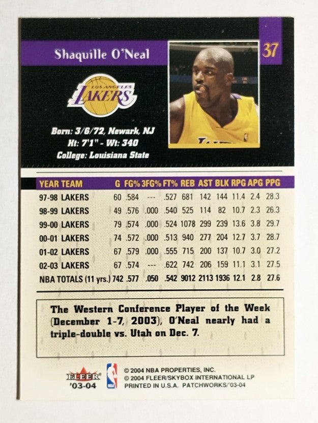2003-04 Fleer Patchworks #37 Shaquille O'Neal
