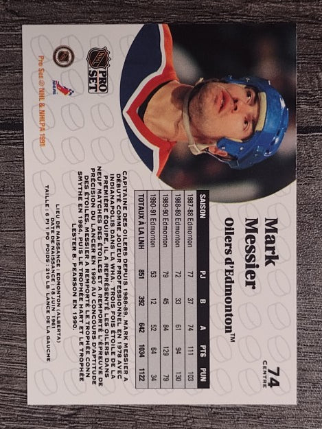 1991-92 Pro Set French #74 Mark Messier