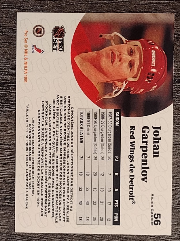 1991-92 Pro Set French #56 Johan Garpenlov