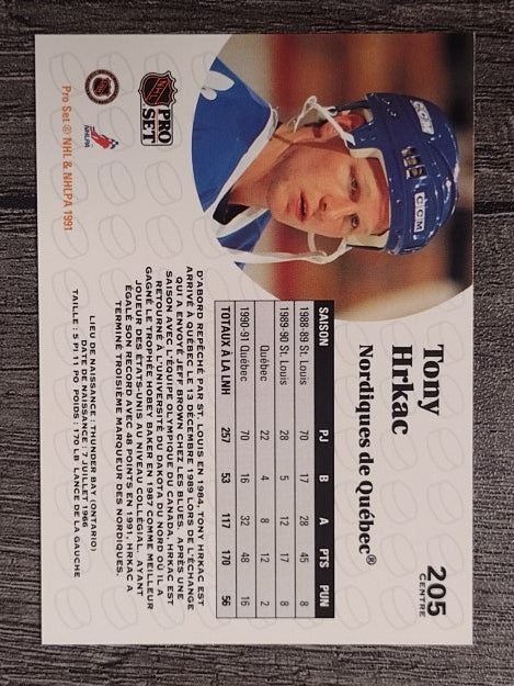 1991-92 Pro Set French #205 Tony Hrkac
