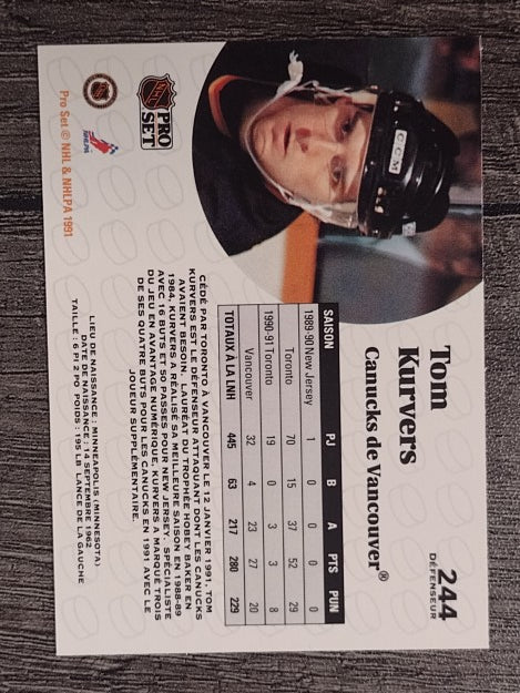 1991-92 Pro Set French #244 Tom Kurvers
