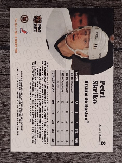 1991-92 Pro Set French #8 Petri Skriko