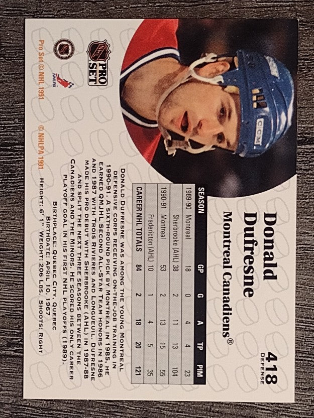 1991-92 Pro Set #418 Donald Dufresne
