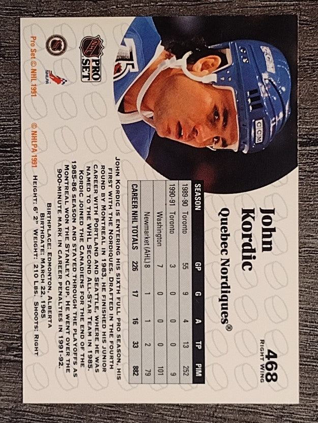 1991-92 Pro Set #468 John Kordic