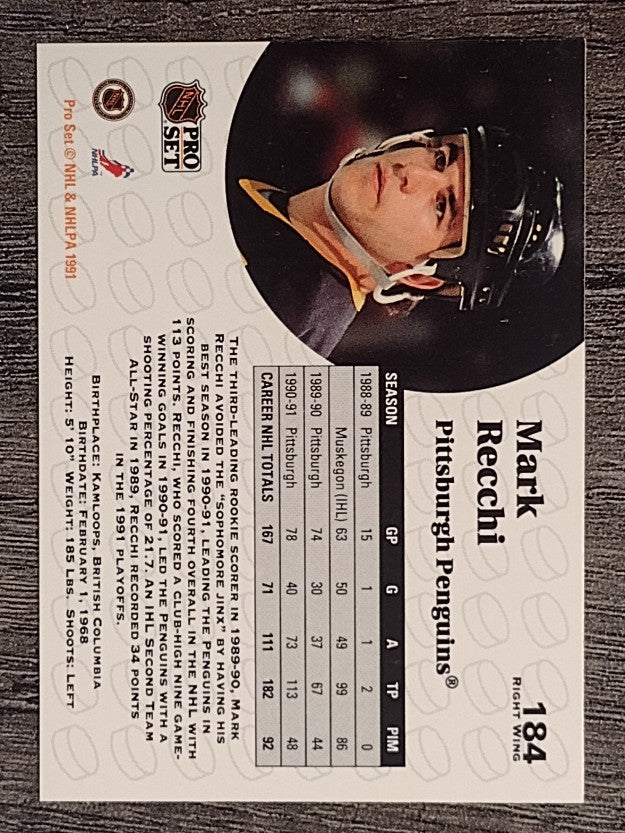 1991-92 Pro Set #184 Mark Recchi
