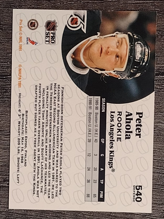 1991-92 Pro Set #540 Peter Ahola RC