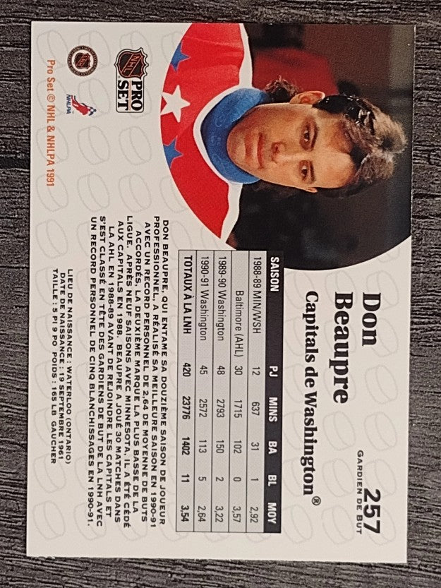 1991-92 Pro Set French #257 Don Beaupre