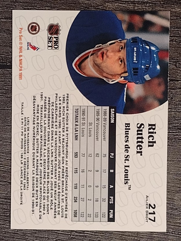 1991-92 Pro Set French #217 Rich Sutter