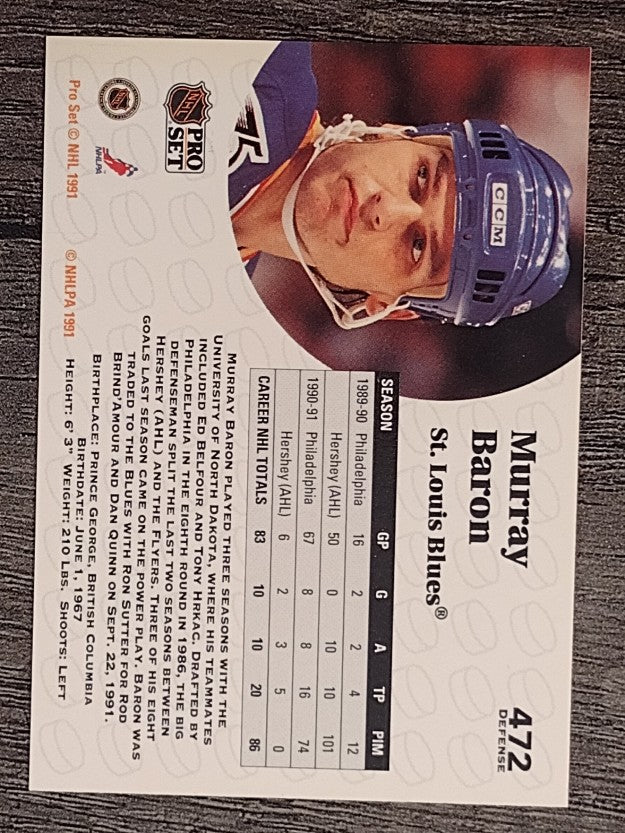 1991-92 Pro Set #472 Murray Baron