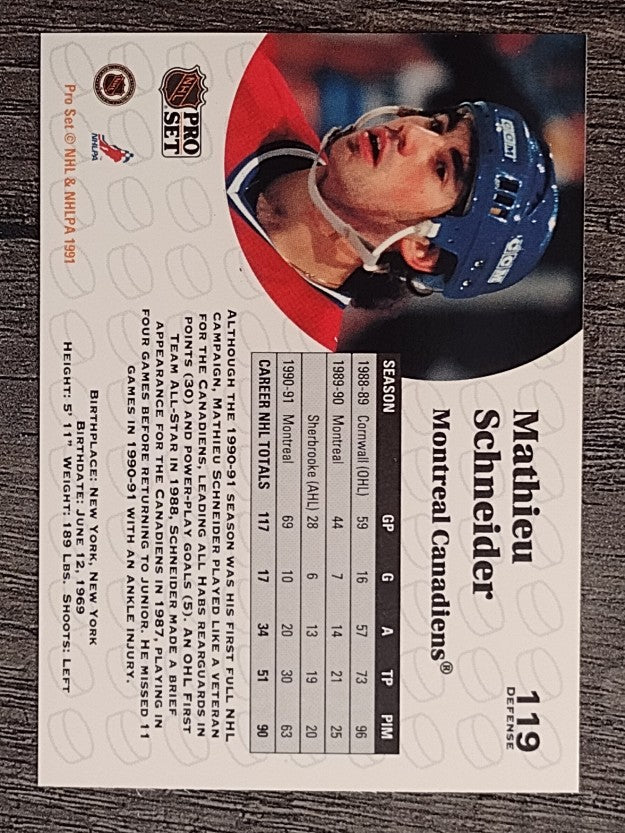 1991-92 Pro Set #119 Mathieu Schneider