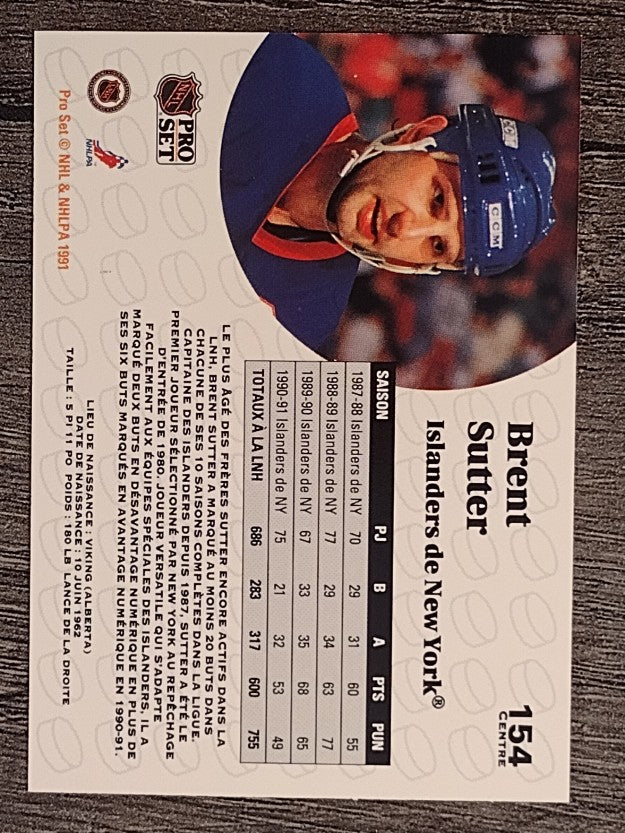 1991-92 Pro Set French #154 Brent Sutter