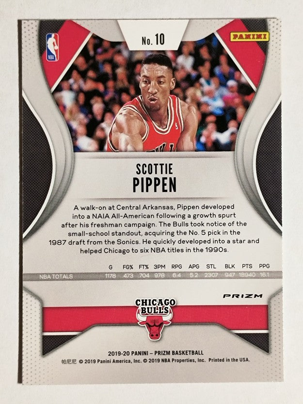 2019-20 Panini Prizm Prizms Red White and Blue #10 Scottie Pippen