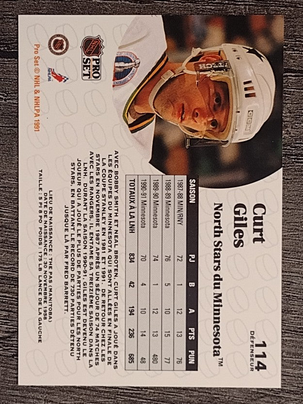 1991-92 Pro Set French #114 Curt Giles