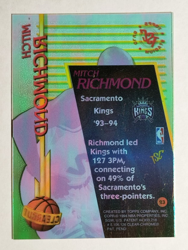 1994-95 Stadium Club Clear Cut #23 Mitch Richmond