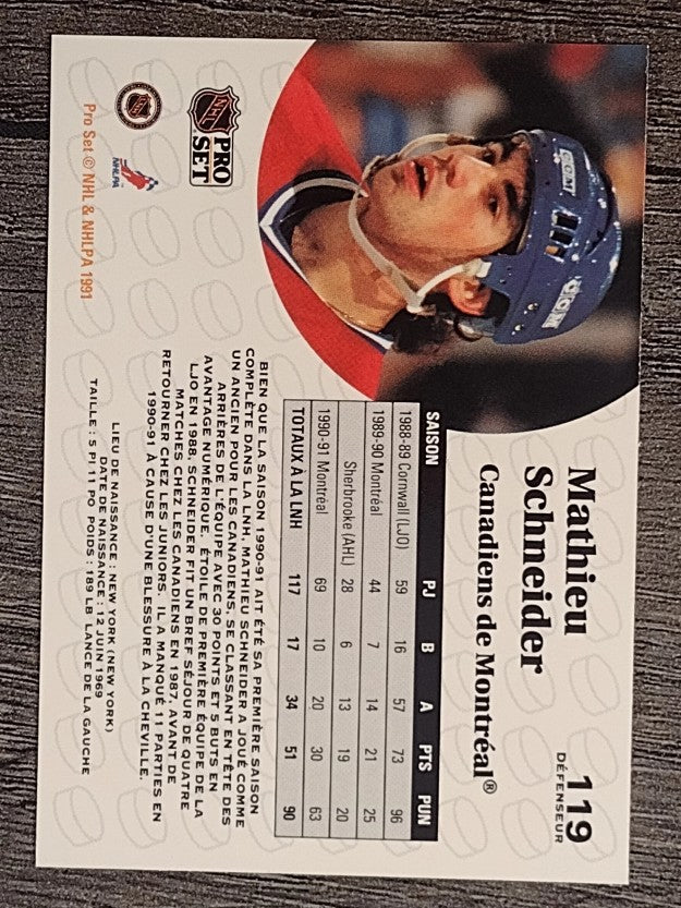 1991-92 Pro Set French #119 Mathieu Schneider