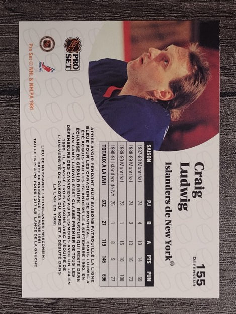 1991-92 Pro Set French #155 Craig Ludwig