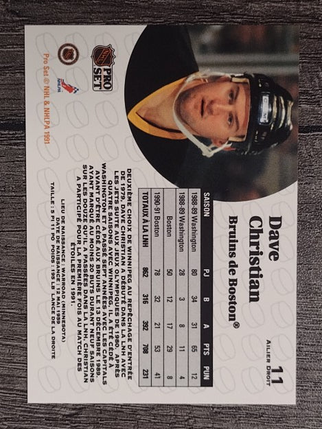 1991-92 Pro Set French #11 Dave Christian