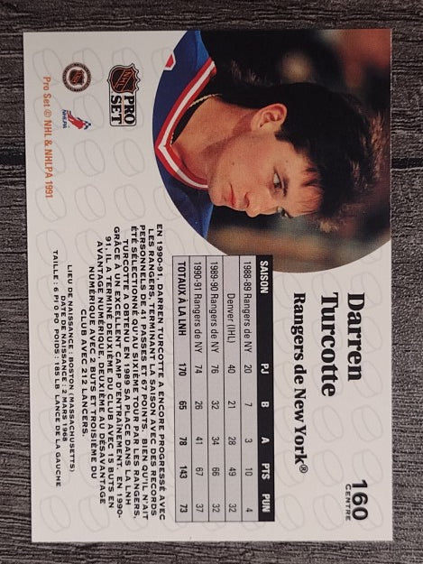 1991-92 Pro Set French #160 Darren Turcotte