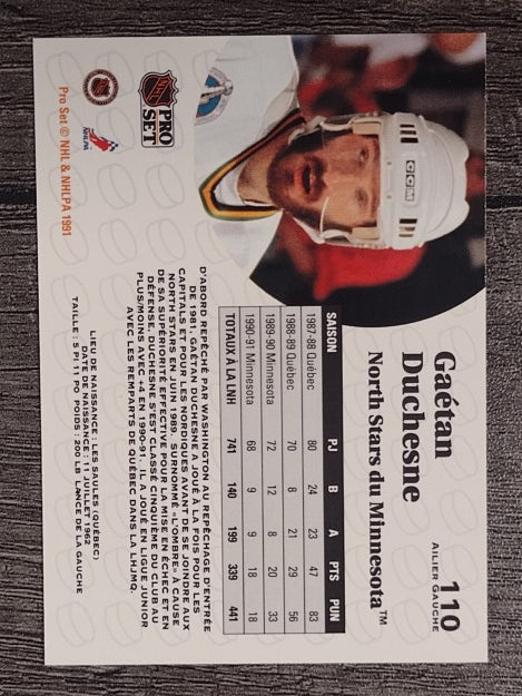 1991-92 Pro Set French #110 Gaetan Duchesne