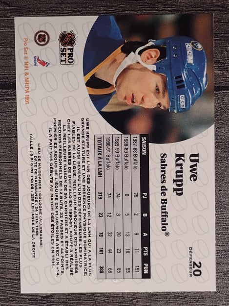 1991-92 Pro Set French #20 Uwe Krupp