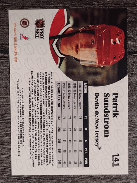 1991-92 Pro Set French #141 Patrik Sundstrom