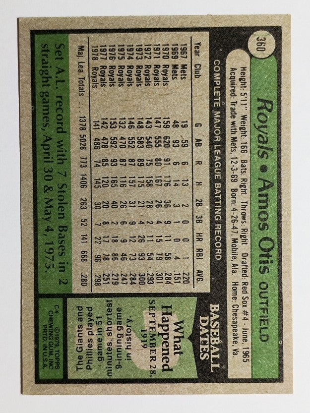 1979 Topps #360 Amos Otis (EXMT)