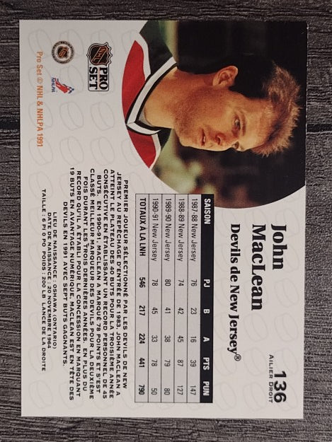 1991-92 Pro Set French #136 John MacLean