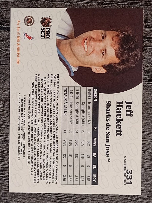 1991-92 Pro Set French #331 Jeff Hackett