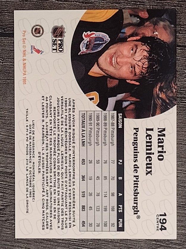 1991-92 Pro Set French #194 Mario Lemieux