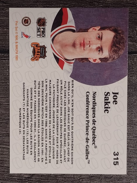 1991-92 Pro Set French #315 Joe Sakic AS