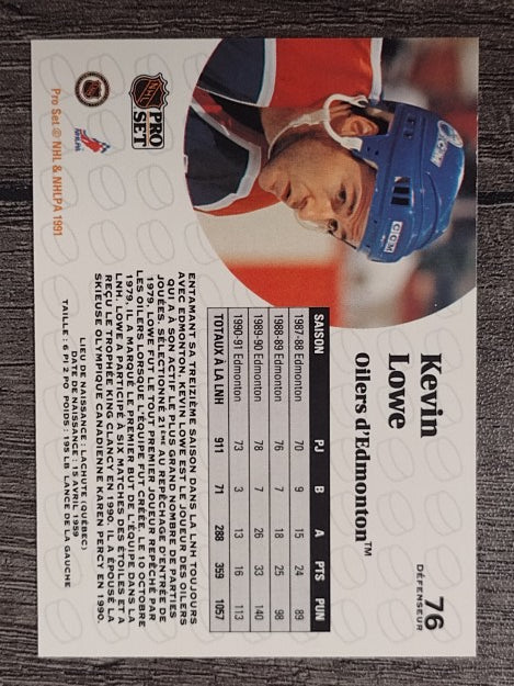 1991-92 Pro Set French #76 Kevin Lowe