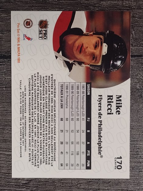 1991-92 Pro Set French #170 Mike Ricci